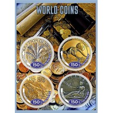 Coins on stamps World coins